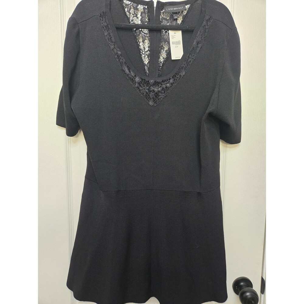 Lane Bryant Women's Black Lace - Zipper Short Skater Dress Size 22/24. NWT